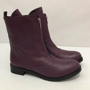 NWOT Girotti Purple Leather Front ZIP  Boots Size 40